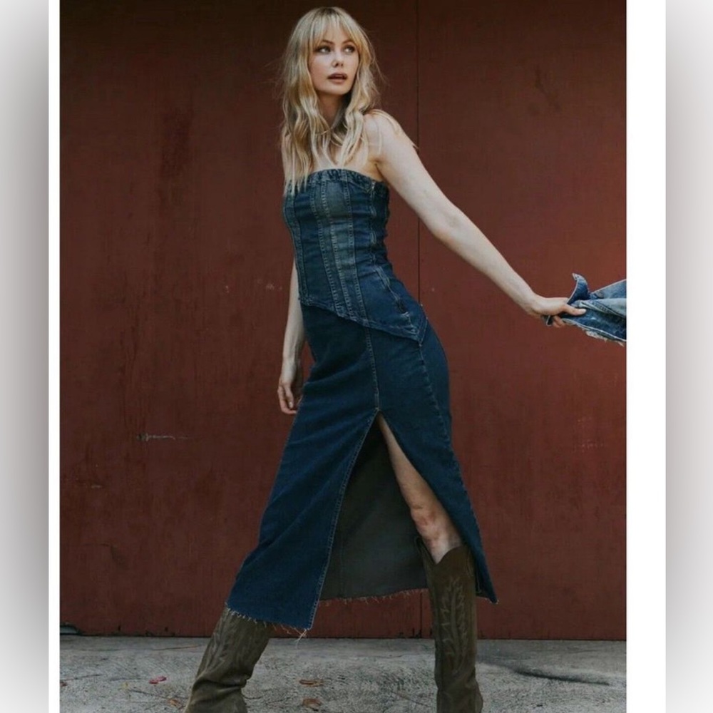 Zara halted denim split dress - Picture 2 of 9